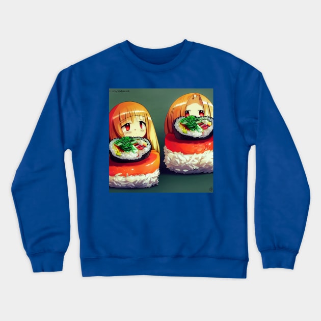 Kawaii Anime Sushi Crewneck Sweatshirt by Grassroots Green